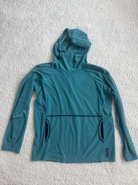 Melanzana 🏔️Blue Hoodie Men’s Large Waffle-Knit Hooded Pullover